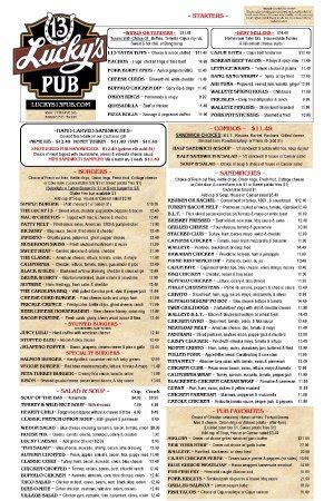 lucky 13 pub|luckys 13 pub menu.